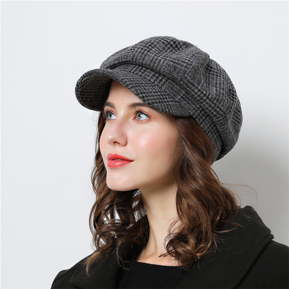 Women Baseball cap For Winter Female Cotton Hats Plaid Vintage Fashion Octagonal Casual boina Autumn 2018 Brand New Women's Caps