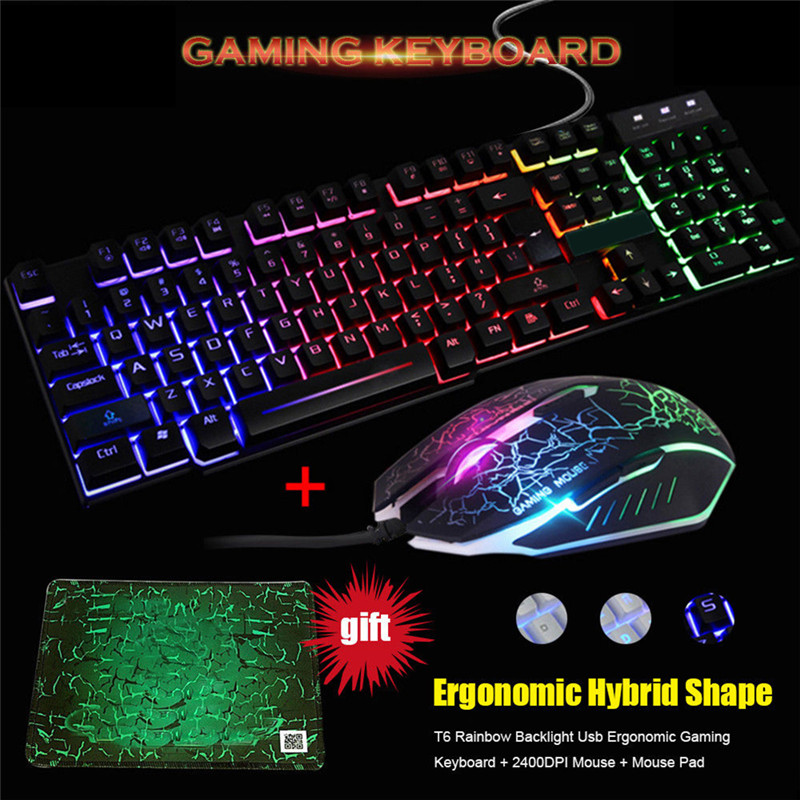 Wired LED Backlit Multimedia Ergonomic Usb Gaming Keyboard Mouse Combo Illuminated Optical Gamer Mouse Sets + Pad
Wired LED Backlit Multimedia Ergonomic Usb Gaming Keyboard Mouse Combo Illuminated Optical Gamer Mouse Sets + Pad