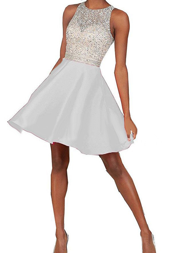 2018 New Arrival Cheap Short Homecoming Dresses Plus Size Beaded Crystals Graduation Gown Formal Prom Cocktail Party Gown QC1161