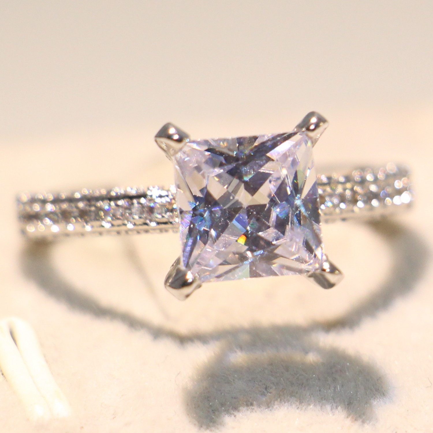 Classical Luxury Jewelry 925 Sterling Silver Princess Cut White Topaz Pave CZ Eternity Infinity Women Wedding Band Ring For Lovers' Gift