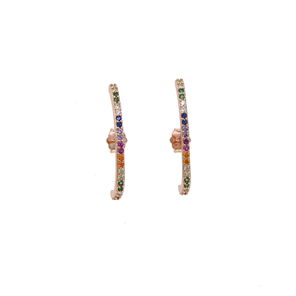 925 sterling silver simple rainbow bar stud earring long stud arround ear top to botton new arrived minimal delicate silver fine jewelry