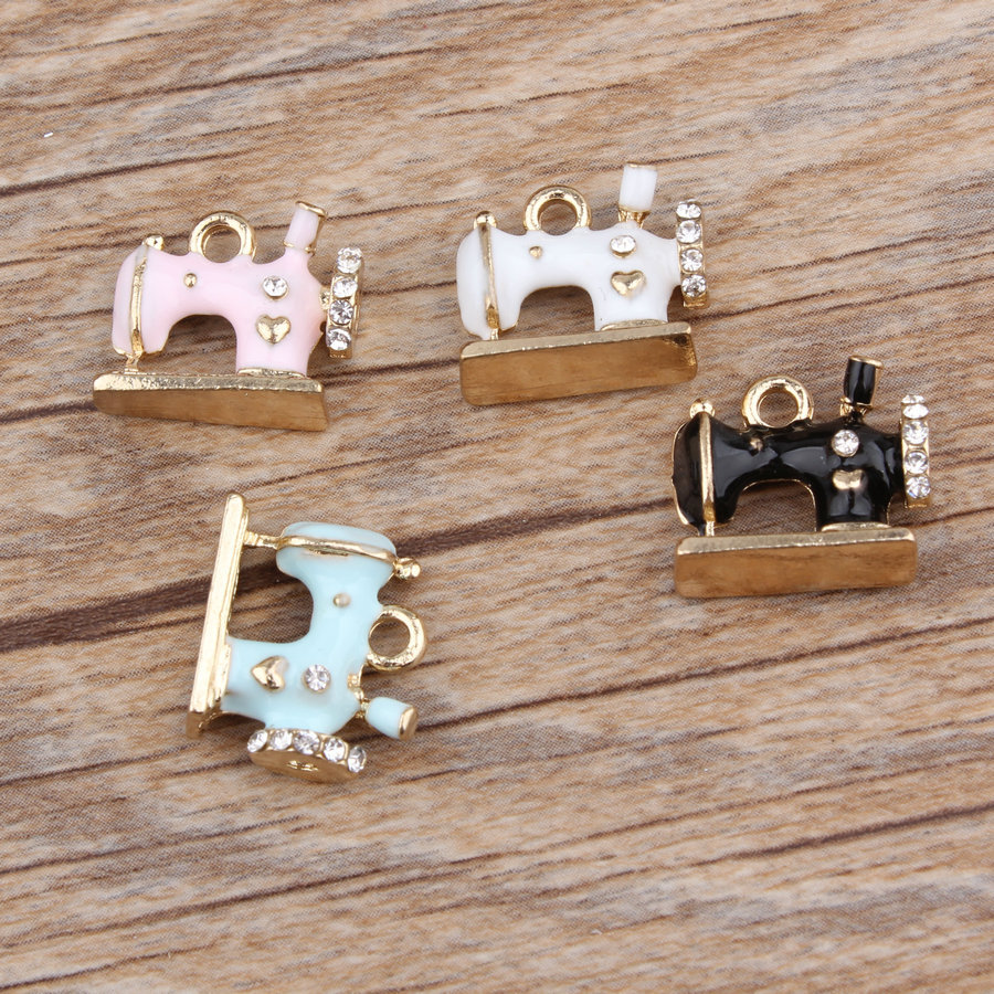 50PCSLot Fashion Jewelry Sewing Machines With Rhinestone Oil Drop Pendant Fit For Bracelet DIY Fashion Jewelry Accessories