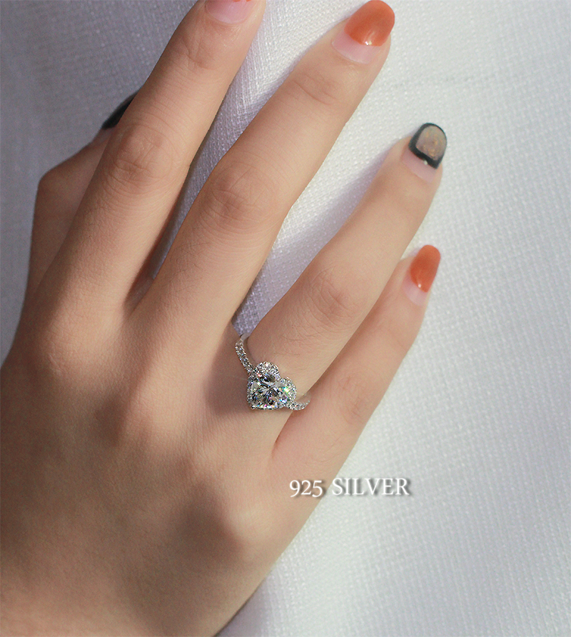 Victoria Wieck Classical Luxury Jewelry 925 Sterling Silver Pear Cut White Topaz CZ Diamond Promise Eternity Wedding Heart Ring for Women