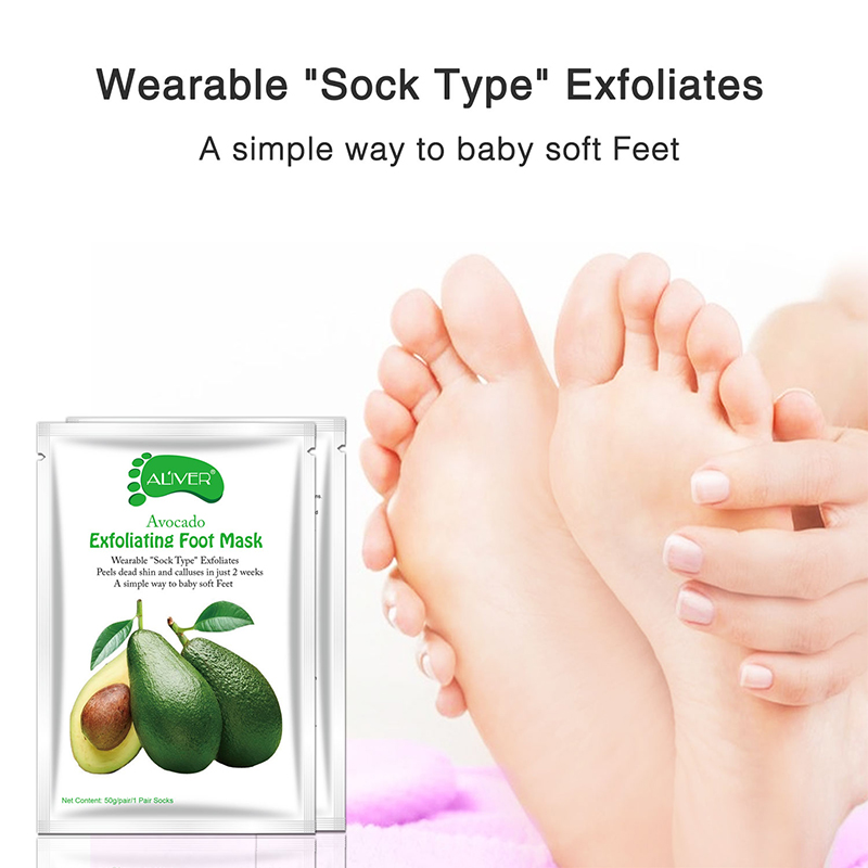 New ALIVER Avocado Papaya Olive Oil Exfoliating Foot Mask Remove Dead Skin Smooth For Feet Skin Care Mascarilla Exfoliante Para Pies Con Aceite De Oli