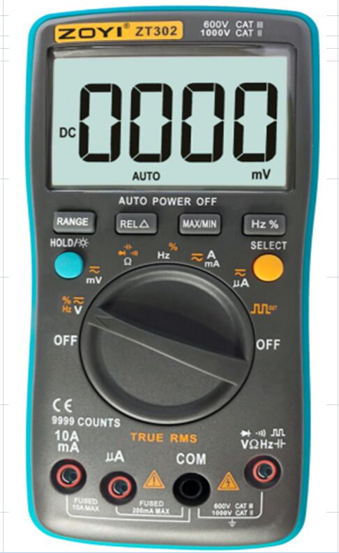 ZT302 digital multimeter 9999 high precision display temperature true effective value measurement NCV mid scale multimeter
ZT302 digital multimeter 9999 high precision display temperature true effective value measurement NCV mid scale multimeter