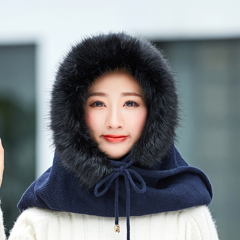 Winter Warm Women Knitted Hat Scarf Set Outdoor Sport Plus Plush Female Beanies Caps Hooded Scarves caps for girls Skullies D18110601