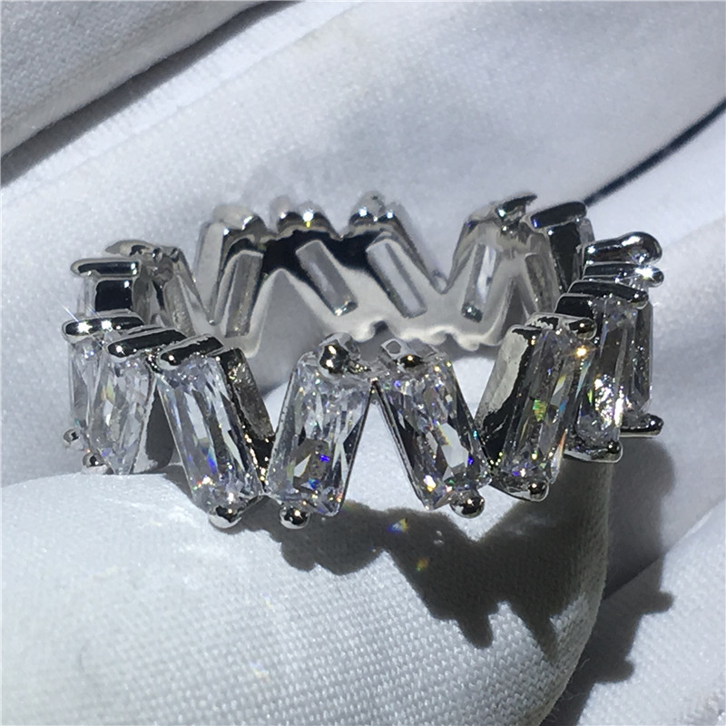 Fashion Tennis ring T shape 5A Cz Sona Stone 925 Sterling silver Engagement wedding band ring for women Finger Jewelry