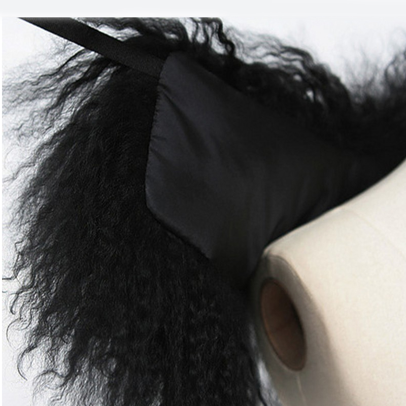 Real Mongolia Sheep Fur Collar Scarf for Jacket Coat Beach Wool With Straps Solid Black White Women Genuine Fur Collar Winter S18101904