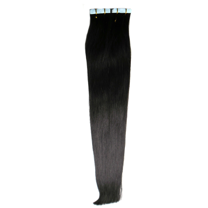 40pcs Straight Brazilian Virgin Remy Black Tape Hair Extensions Virgin Skin Weft Tape Adhesive Hair Extensions Tape Human Hair Extensions