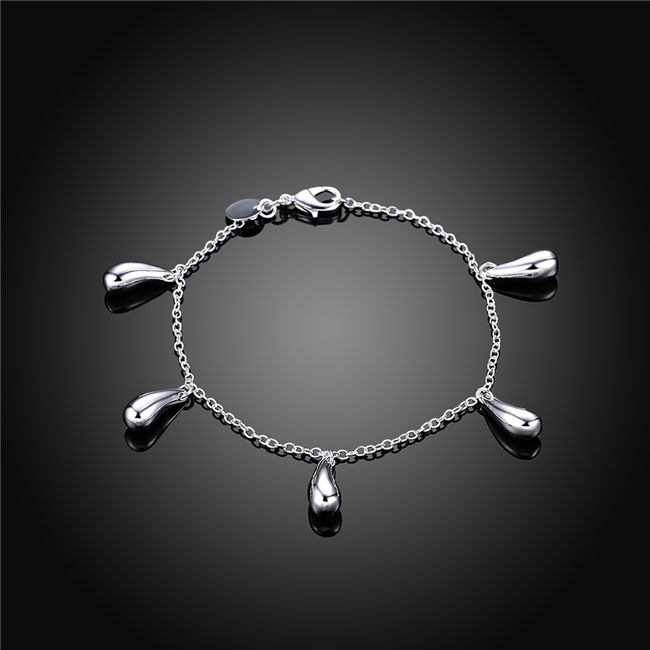 Five water drop hand chain sterling silver plated bracelet ;Hot sale men and women 925 silver bracelet SPB218
