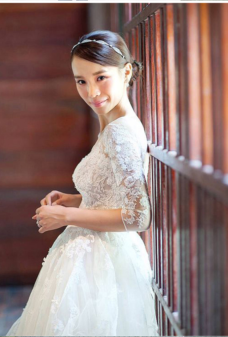 long half sleeve muslim lace wedding dress high quality 2017 bride simple bridal gown real photo wedding-dress vestido de noiva