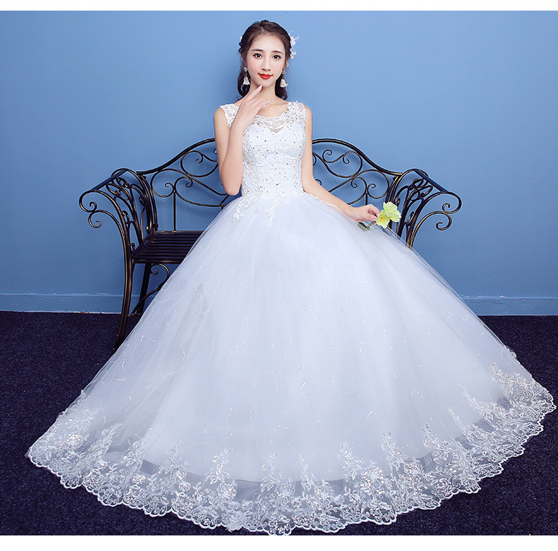 Embroidery Lace wedding dress 2017 New Fashion Simple with Appliques Bridal Wedding Gown Princess vestido de noiva Real Photo