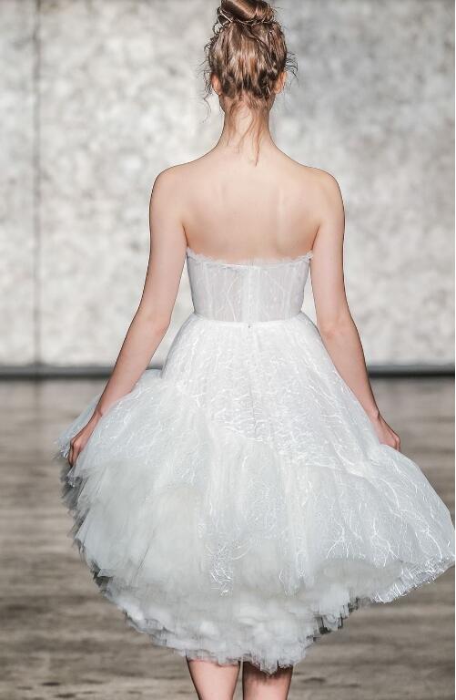 Inbal Dror 2018 Wedding Dress Fancy Sweetheart Lace Tiered Tulle Knee Length Bridal Gowns Sexy Short Wedding Dresses