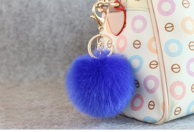 Gold 8CM Rabbit Fur Ball Keychain y keychain fur pom pom llaveros portachiavi porte clef Key Ring Key Chain For Bag