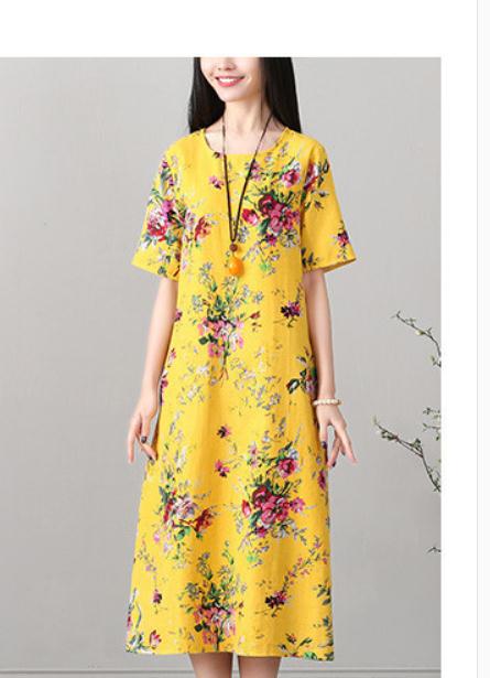 restore ancient ways large code Medium length loose and comfortable printed cotta dress female folk style summer long dress, Red
restore ancient ways large code Medium length loose and comfortable printed cotta dress female folk style summer long dress, Red