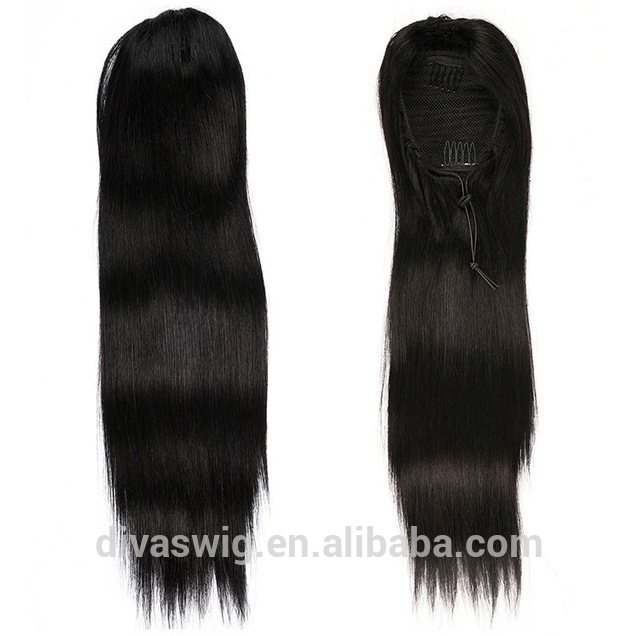Drawstring Remy Human hair horse Pony tail Clip In Ponytail Human Hair extension Mix Color Ponytail Straight Human Hair