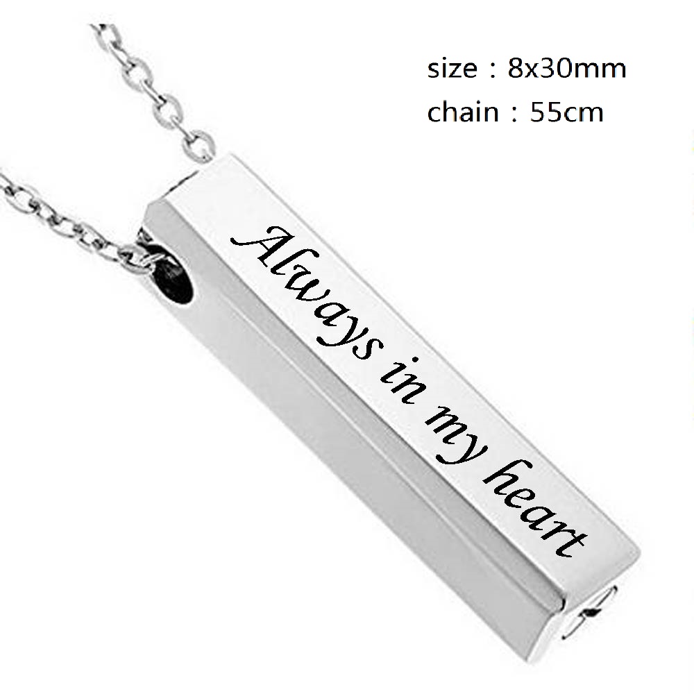 Wholesale Custom-made a variety of names personality square cylinder ashes urn cremation funeral pendant necklace fashion jewelry valentines
Wholesale Custom-made a variety of names personality square cylinder ashes urn cremation funeral pendant necklace fashion jewelry valentines
