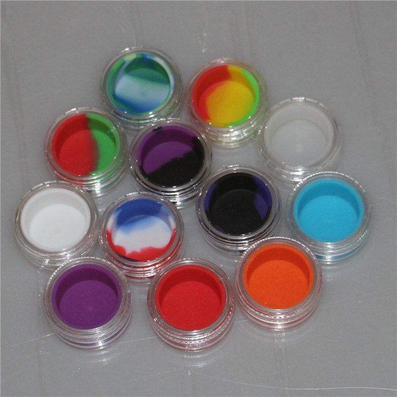 Acrylic silicon container 3ml wax concentrate silicone containers ABS non-stick dab bho oil jars tool storage jar