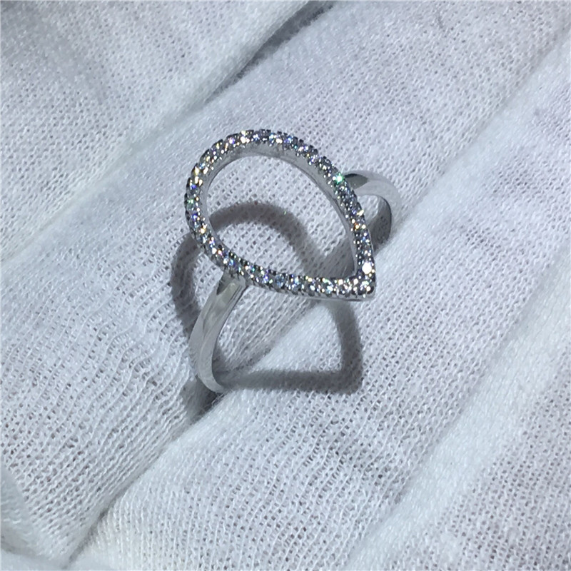 Vecalon Pear cut Jewelry Real Soild 925 Sterling Silver ring 5A Zircon Cz Engagement wedding Band rings for women Bridal Gift