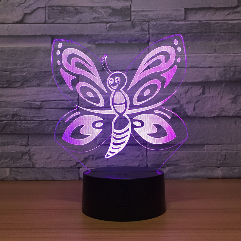 Butterfly 3D lamp Led Night Light Lamp LED desk table nightlight Colorful USB LED Acrylic lamp