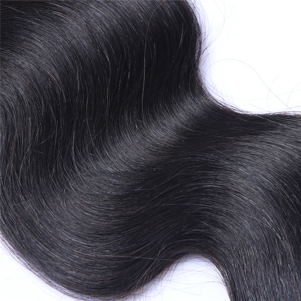 Brazilian Body Wave Human Virgin Hair Weaves with 13x4 Lace Frontal Full Head Natural Color