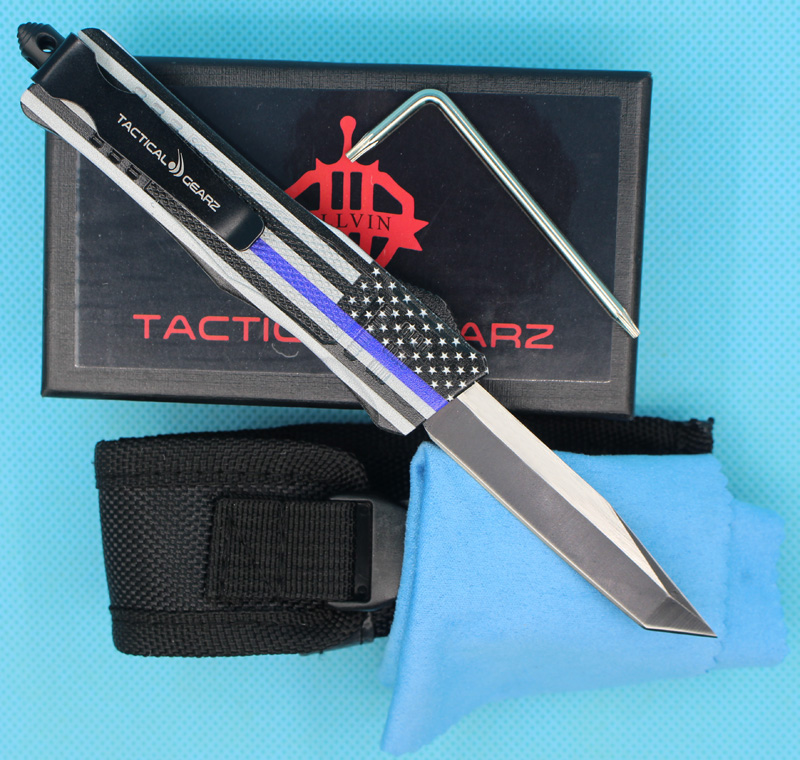 Promotion Blue Flag 7 Inch 616 Mini Automatic Tactical Knife 440C Black + Wire Drawing Blade Zinc-aluminum Alloy EDC Pocket Knives
Promotion Blue Flag 7 Inch 616 Mini Automatic Tactical Knife 440C Black + Wire Drawing Blade Zinc-aluminum Alloy EDC Pocket Knives
