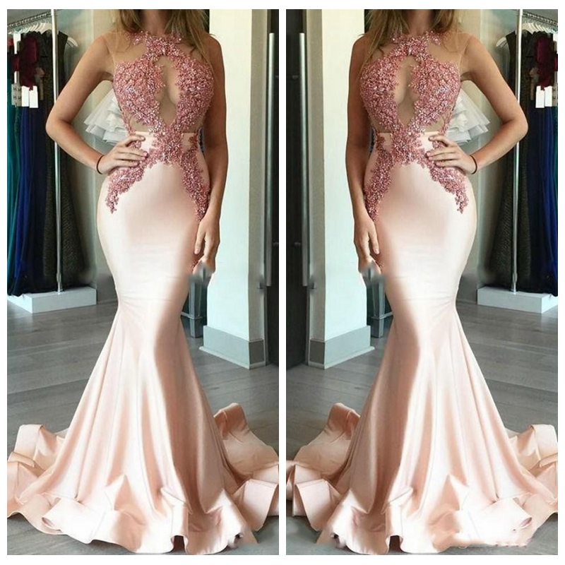 2018 Sheer O-Neck Slim Lace Appliques Custom Prom Dresses Backless Vestidos De Soiree Formal Evening Party Gowns For Ladies Cheap, Pink
2018 Sheer O-Neck Slim Lace Appliques Custom Prom Dresses Backless Vestidos De Soiree Formal Evening Party Gowns For Ladies Cheap, Pink