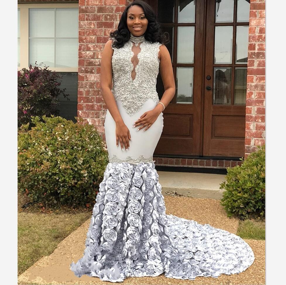 Newest African Women Silver Lace Mermaid Prom Dresses Party Wear Long Keyhole Neck Rose Flowers Appliques Pageant Dress Evening Gowns, Gray
Newest African Women Silver Lace Mermaid Prom Dresses Party Wear Long Keyhole Neck Rose Flowers Appliques Pageant Dress Evening Gowns, Gray