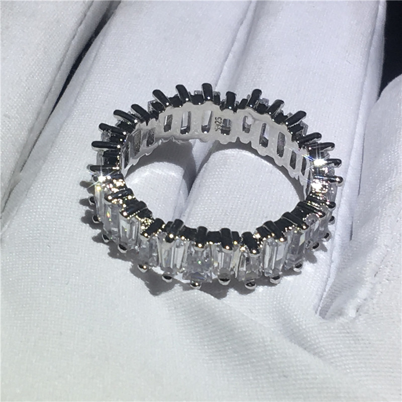 Top Tennis Finger ring T-shape 5A Cz Sona Stone 925 Sterling silver Engagement wedding band ring for women Jewelry Gift