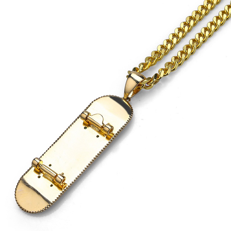 Mens Hip Hop Necklace Jewelry Silver Gold Cuban Link Chain Fashion Skateboard Pendant Necklaces For Men