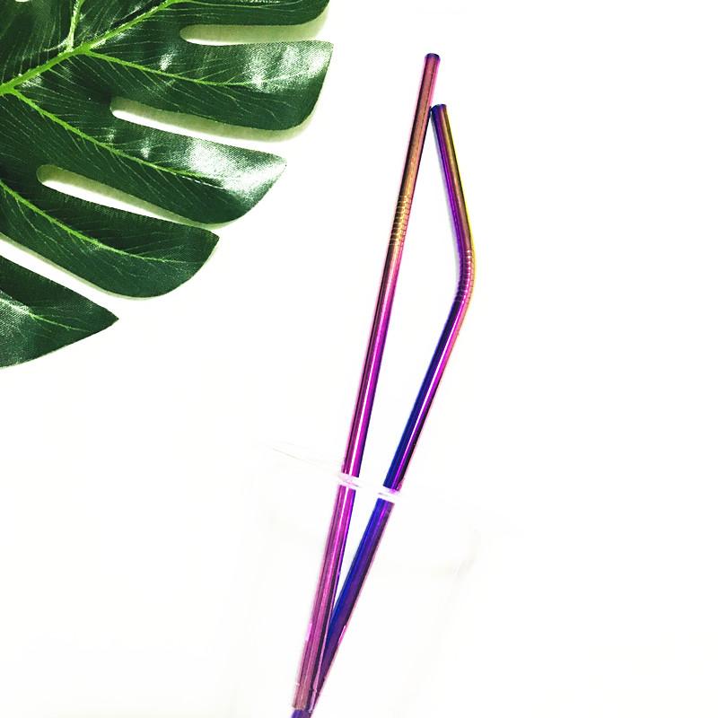 8.5inch 10.5inch Reusable Stainless Steel 304 Bent Straight Drinking Straws for for 900ML Cup Gold Rose Gold Black Rainbow Color