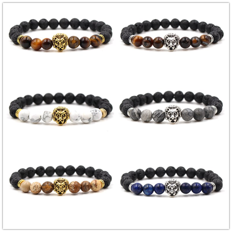 8mm Natural Lava Stone Turquoise Beads lion's head Bracelet volcanic Rock Stone Aromatherapy Essential Oil Diffuser Bracelet for women, Golden;silver
8mm Natural Lava Stone Turquoise Beads lion's head Bracelet volcanic Rock Stone Aromatherapy Essential Oil Diffuser Bracelet for women, Golden;silver