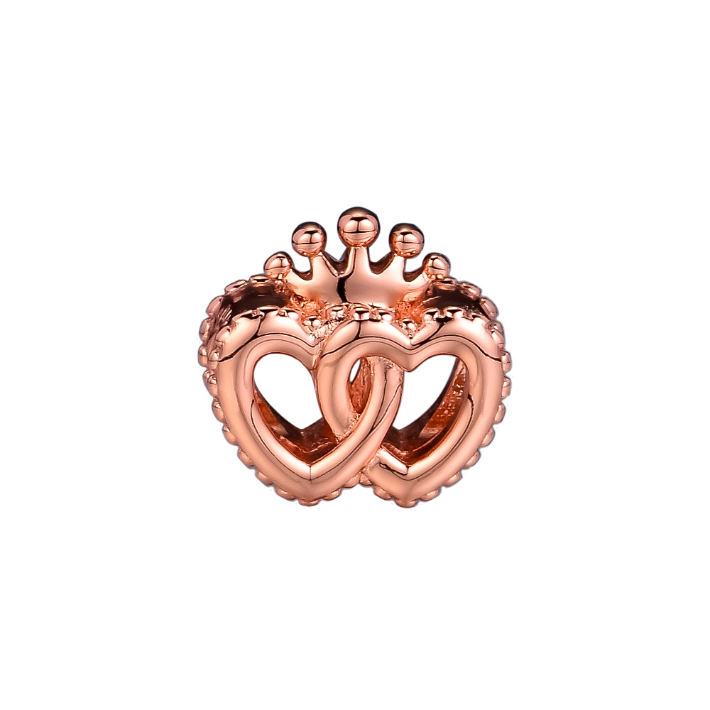 Automne 2018 925 bijoux en argent sterling Coeurs Unis Regal Gold Charm Rose perles Bracelets collier pour Fits femmes Making Bijoux