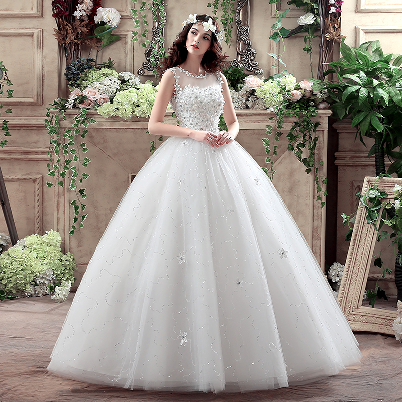 Princess Fashionable Laciness Ball Gown Wedding Dress Romantic Plus Size Bridal Gowns Lace Up Vestido De Noiva