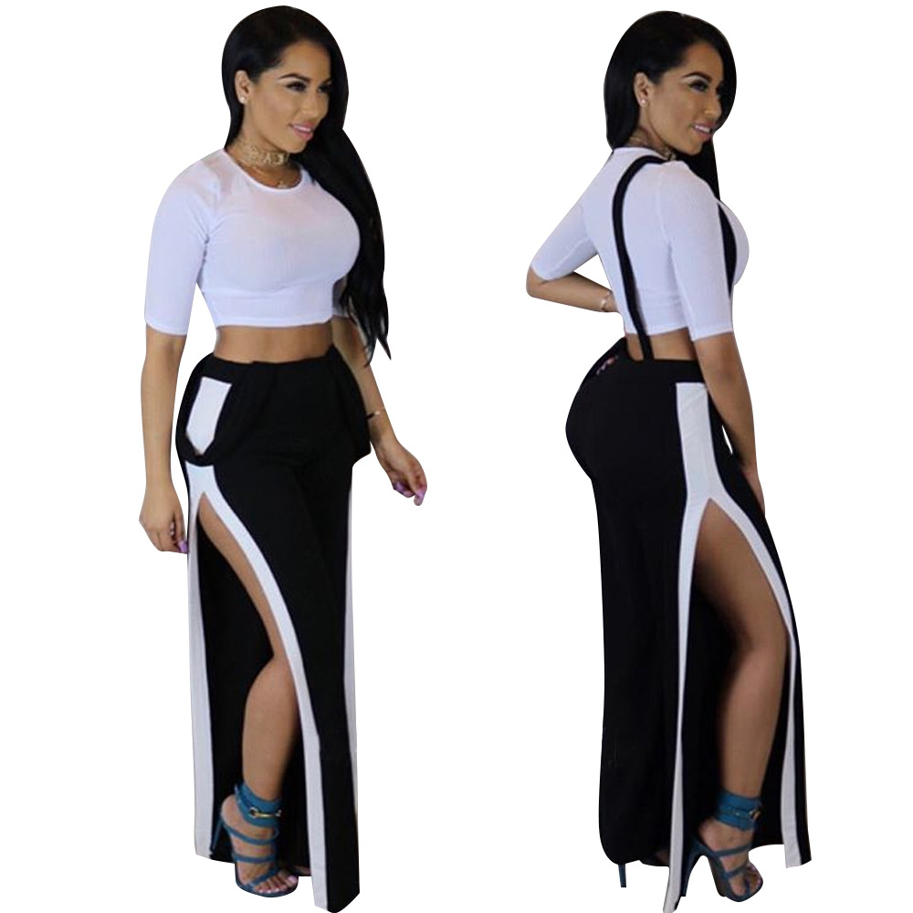 Sexy Night Club Tracksuit Short Crop Top With High Waist Spilt Pants 2pc Set Casual Women Wear For Summer, Black
Sexy Night Club Tracksuit Short Crop Top With High Waist Spilt Pants 2pc Set Casual Women Wear For Summer, Black