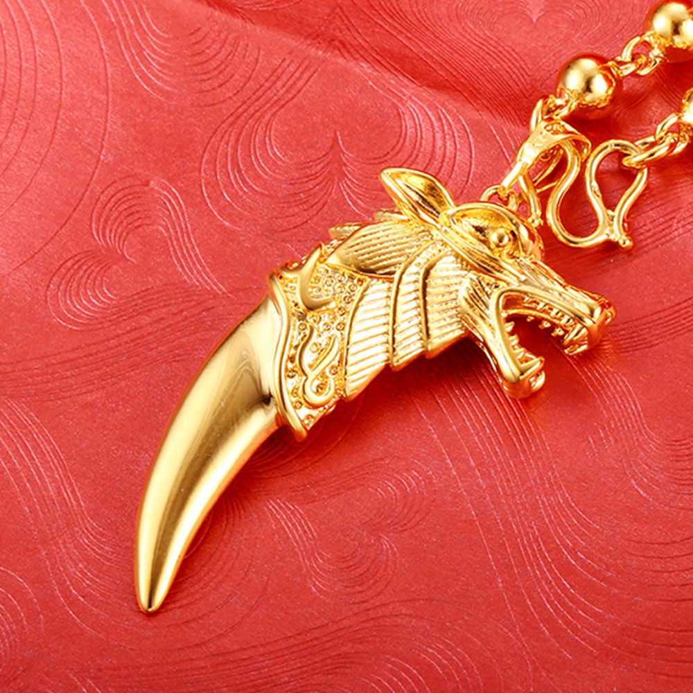 Hip Hop Style Fashion Mens Pendant Wolf Shaped 18k Yellow Gold Filled Big Heavy Pendant Jewelry Gift