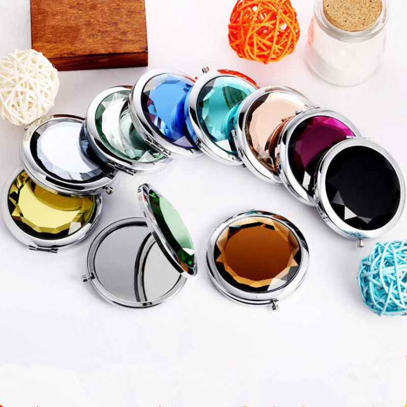 Pocket Mirror Crystal Diamond Handbag Compact Mirror Makeup Cosmetic Magnifying Mirror fast shipping F1279