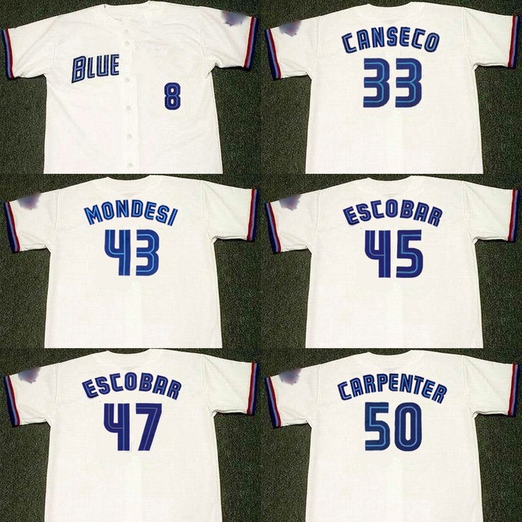 Men 33 JOSE CANSECO 43 RAUL MONDESI 50 CHRIS CARPENTER 45 KELVIM ESCOBAR 47 KELVIM ESCOBAR 1999 Baseball Jersey, Blue;black
Men 33 JOSE CANSECO 43 RAUL MONDESI 50 CHRIS CARPENTER 45 KELVIM ESCOBAR 47 KELVIM ESCOBAR 1999 Baseball Jersey, Blue;black