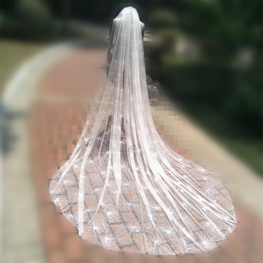 High Quality Wedding Veils In Stock Three Meters Long Luxury Sequins Beading Tulle Veils Bridal Accessories