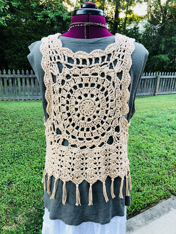 fashion Women' Tops & Tees Hand Crochet Vest openwork festival clothing, fringe boho vest tassel Camis Spring and Autumn, Beige
fashion Women' Tops & Tees Hand Crochet Vest openwork festival clothing, fringe boho vest tassel Camis Spring and Autumn, Beige