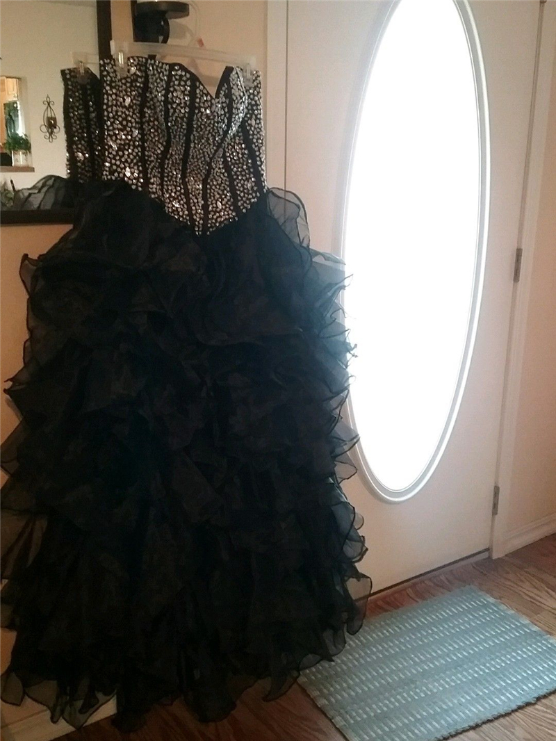 2019 New Stunning Puffy Ball Gown Black Quinceanera Dresses Crystals For 15 Years Sweet 16 Plus Size Pageant Prom Party Gown QC1072