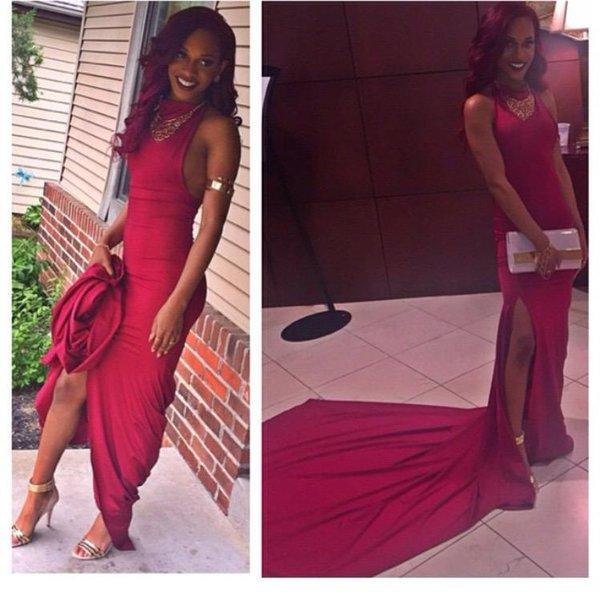 Long Wine Red Mermaid Evening Dresses 2018 High Slit Evening Dreses for Prom Sexy Party Dresses with Train, Coral
Long Wine Red Mermaid Evening Dresses 2018 High Slit Evening Dreses for Prom Sexy Party Dresses with Train, Coral