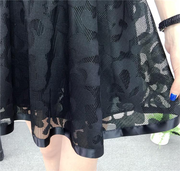 Women Embroidery Beading Skirt Sexy Saia Short Skater Mini Skirts Ladies Black Pleated Tutu Skirt Faldas Jupe Ball Gown Skirt S916