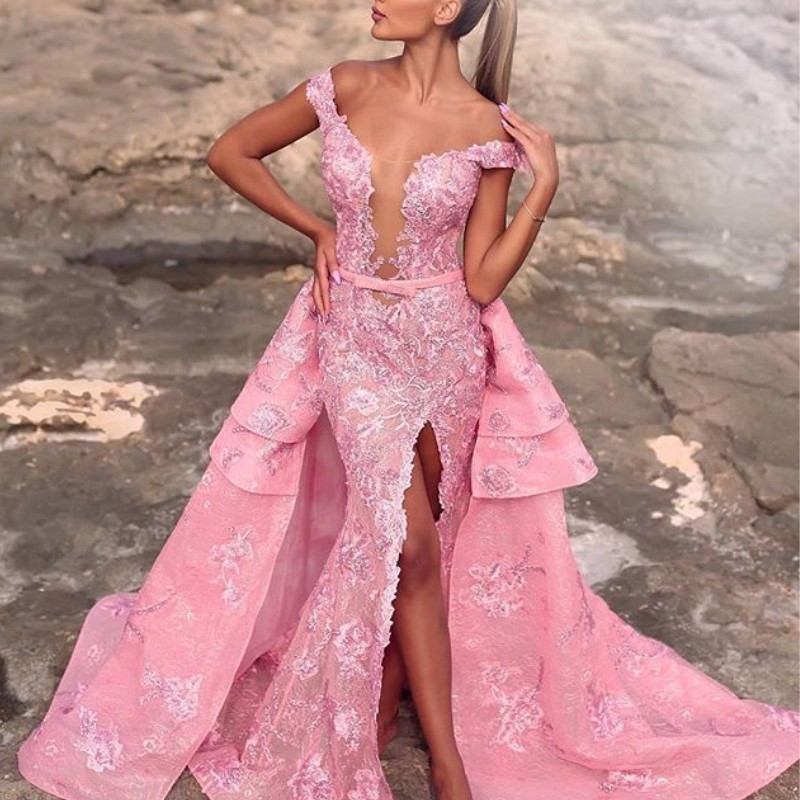 Gorgeous Applique Mermaid Prom Dress With Detachable Overskirt Off Shoulder Side Split Lace Evening Dress Sexy Dubai Women Vestidos De Fiest, Green
Gorgeous Applique Mermaid Prom Dress With Detachable Overskirt Off Shoulder Side Split Lace Evening Dress Sexy Dubai Women Vestidos De Fiest, Green
