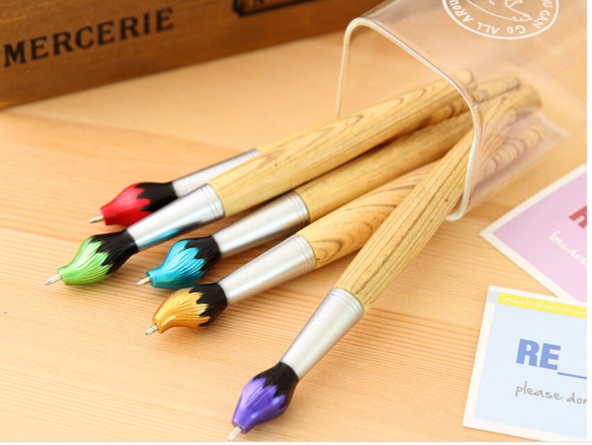Cute Kawaii Wooden Ballpoint Pen Creative Ball pens For Kids Writing Students School Gift Novelty Korean Stationery GA3172415956