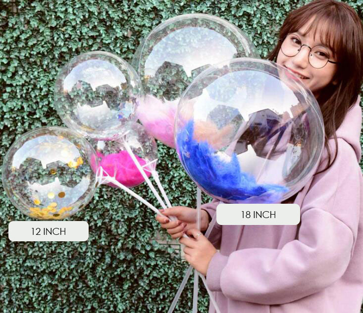 Bobo Transparent Clear Balloons with Feather Confetti 12/18 inch Stand Balloon Marriage Wedding Decro Helium Inflatable Balls Gifts Favor