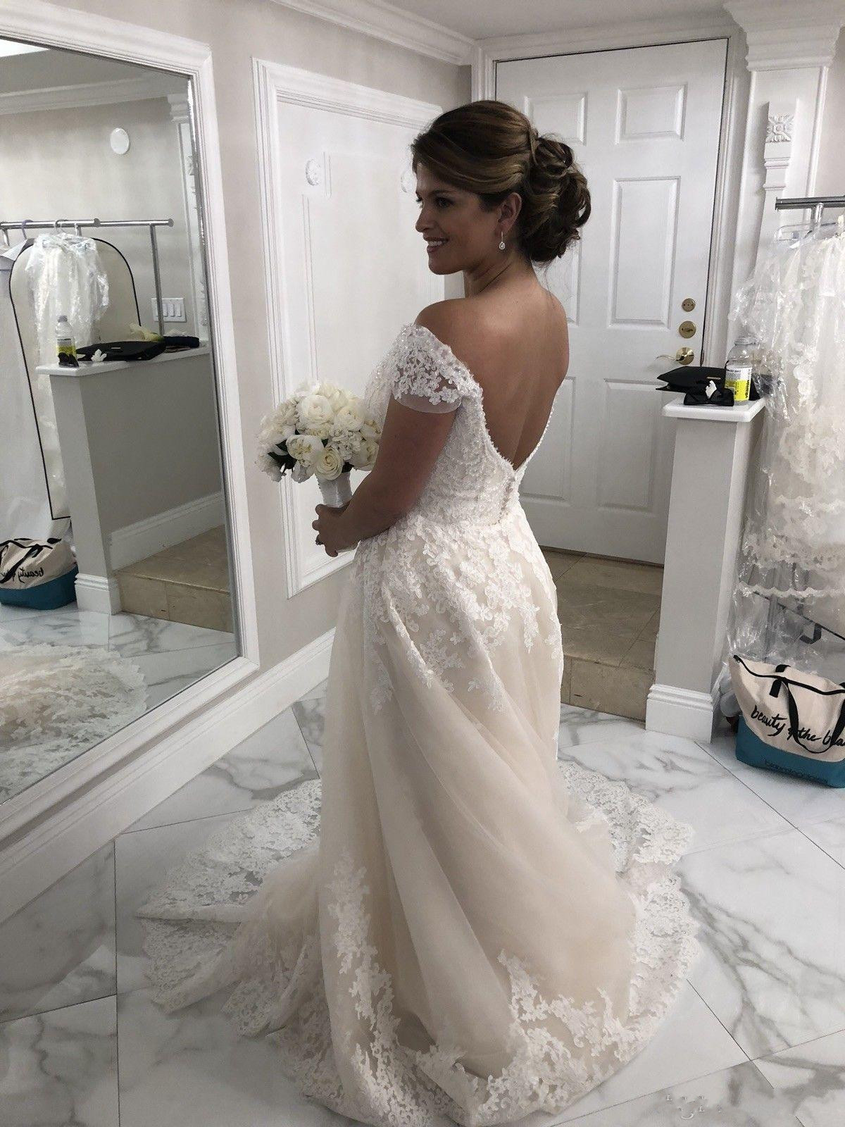 2019 New Plus Size Wedding Dresses With Detachable Train Off The Shoulder Lace Appliques Wedding Dress Vestido De Novia Bridal Gowns