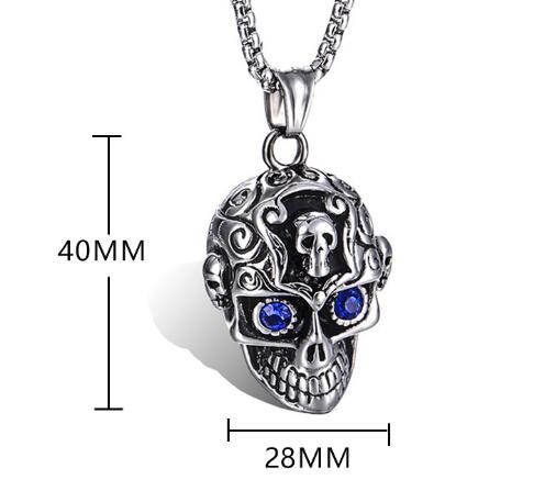 new Vintage stainless steel skeleton head pendant titanium steel man ghost head necklace popular and fashionable