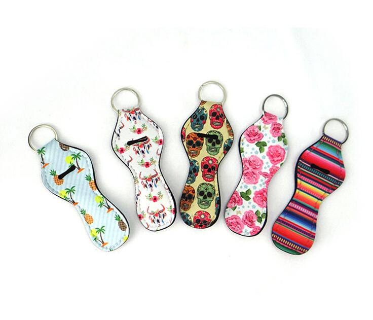Favor Gifts 72 Pattern Color Printing Neoprene Chapstick Holder Keychain Handy Lip Balm Sleeves Holder Keychains Case Pouch For Wo