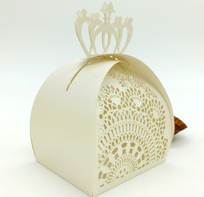 Crown Design Cnady Case Laser Cut Lace Crown Candy Box Wedding Party Candy Box Gifts Box